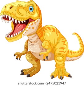 Bright yellow dinosaur with open mouth roaring