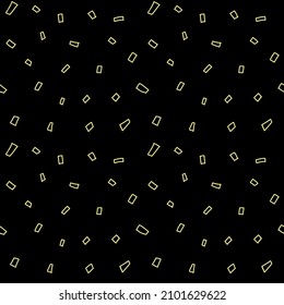 Elementos de doodle amarillo brillante sobre un patrón de fondo negro