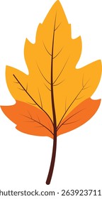 A bright yellow dry leaf vector isolated on white background, perfect for autumn designs, seasonal decorations, and botanical themed projects.

