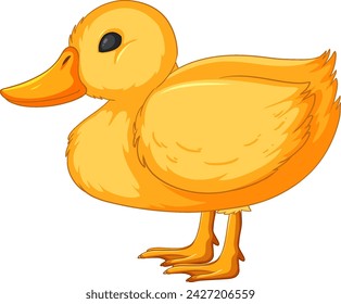 Bright yellow duckling in a vector style