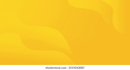 Bright yellow dynamic abstract background. Modern lemon orange color. Fresh template banner for web, pages, sales, events, holidays, parties, and falling. waving shapes with soft shadow