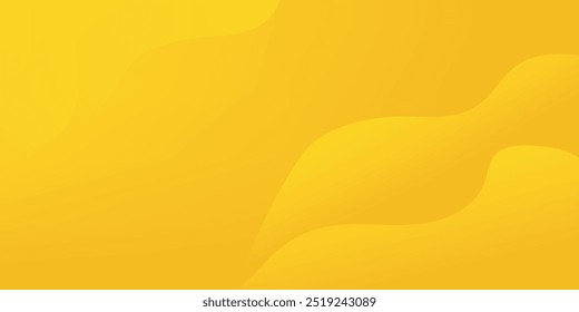 Bright yellow dynamic abstract background. Modern lemon orange color. Fresh template banner for web, pages, sales, events, holidays, parties, and falling. waving shapes with soft shadow