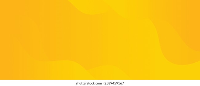 Bright yellow dynamic abstract background. Modern lemon orange color. Fresh template banner for web, pages, sales, events, holidays, parties, and falling. waving shapes with soft shadow