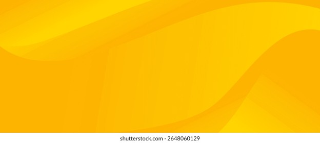 Bright yellow dynamic abstract background. Modern lemon orange color. Fresh template banner for web, pages, sales, events, holidays, parties, and falling. waving shapes with soft shadow