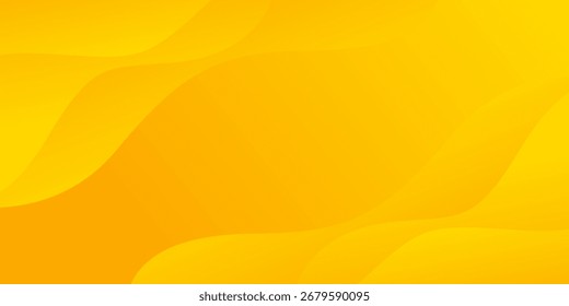Bright yellow dynamic abstract background. Modern lemon orange color. Fresh template banner for web, pages, sales, events, holidays, parties, and falling. waving shapes with soft shadow