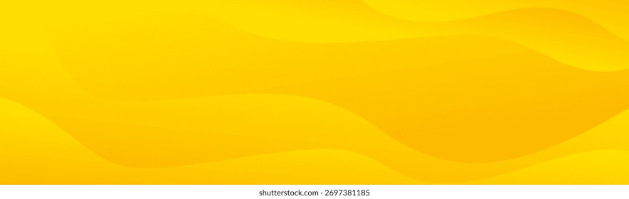 Bright yellow dynamic abstract background. Modern lemon orange color. Fresh template banner for web, pages, sales, events, holidays, parties, and falling. waving shapes with soft shadow