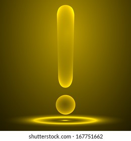 bright yellow exclamation mark on a dark background