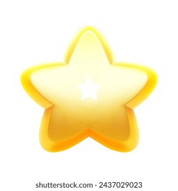 Bright yellow five pointed star best evaluation rate award 3d icon realistic vector illustration. Golden ranking quality premium rating winner success result shiny favorite review feedback grade
