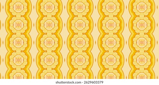 Bright Yellow Floral Seamless Pattern – Vintage Geometric Design