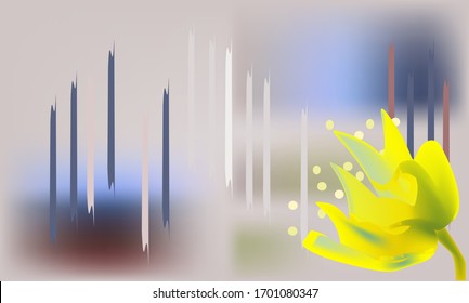 Bright yellow flower on an abstract background.vector.