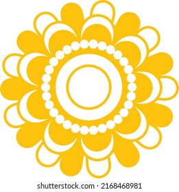 Bright yellow flower. Radial floral petal element