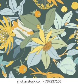 Bright Yellow Flower Seamless Vector Pattern
