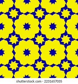 bright yellow flowers on blue background fashion seamless vector pattern