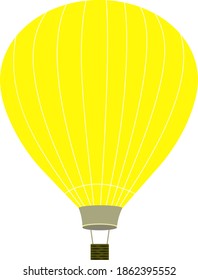 Bright yellow flying balloon. Balloon vector on white background.