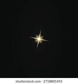Brilho amarelo brilhante quatro estrelas pontiagudas no fundo escuro dividido com branco