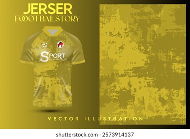 The bright yellow and gold football shirt creates a striking and energetic impression. It features unique patterns, paint-like patterns, or effects that create a sense of dimension and movement.