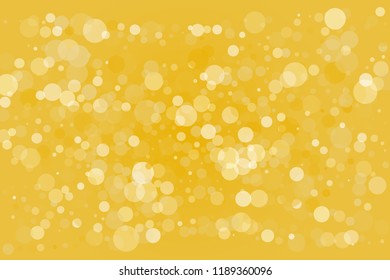 Bright yellow, Golden bokeh background. Scalable vector illustration. Pattern with circles of different scale and transparency with overlap. Easy background for banners, web pages, ads, Wallpapers