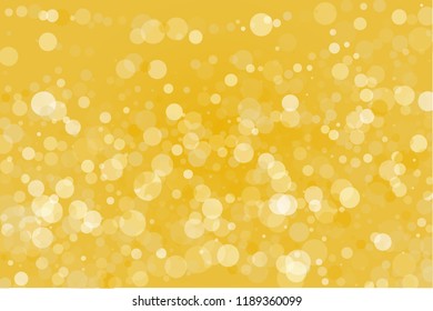 Bright yellow, Golden bokeh background. Scalable vector illustration. Pattern with circles of different scale and transparency with overlap. Easy background for banners, web pages, ads, Wallpapers