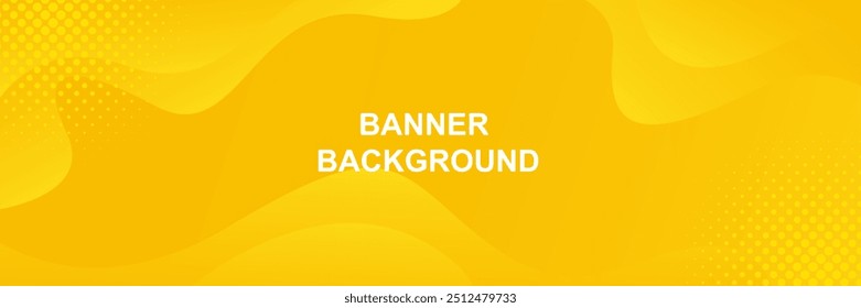 Bright yellow gradient fluid wave background with halftone, modern dynamic banner. Suitable for templates, sale banners, events, ads, web, pages and headers