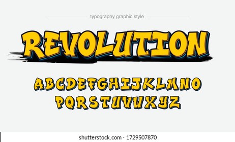 Bright Yellow Graffiti Style Typography Artistic Font Design