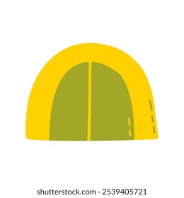 Bright yellow green camping tent icon for outdoor adventure and travel.