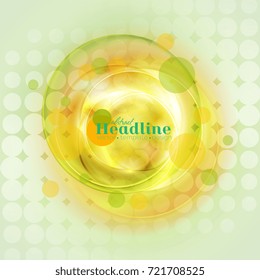 Bright yellow and green circles abstract background. Vector design