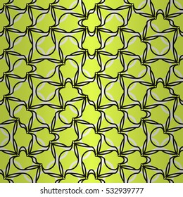 Bright yellow green geometric seamless pattern background in tribal style.