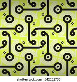 Bright yellow green geometric seamless pattern in minimalistic style. Vivid, graphic design for surface, carpet, banner or other purpose.