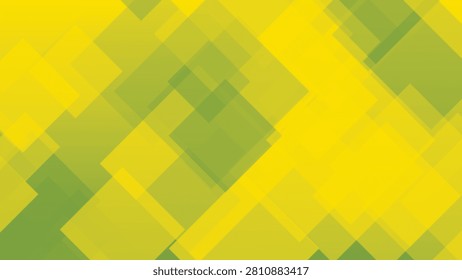 Bright yellow and green gradient background with geometric diamond texture accents.