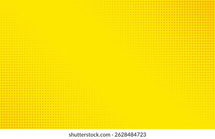 Bright yellow halftone background with dotted comic-style pattern, perfect for pop art design, retro posters, web templates, advertisement banners, and dynamic graphic projects