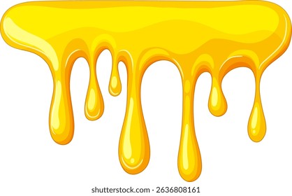Bright yellow honey dripping in smooth streams