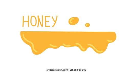 Bright yellow honey dripping from a surface with a playful design element
