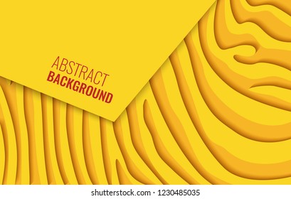 Bright yellow horizontal abstract background. A colored sheet of paper with space under the text, on a striped backdrop. For presentation, web, flyer or cover. Vector illustration.