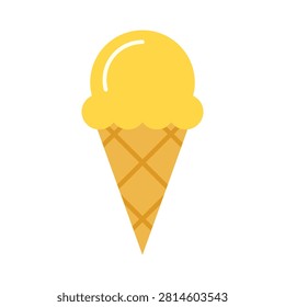 Bright yellow ice cream cone illustration evokes summer refreshment and sweet frozen treat