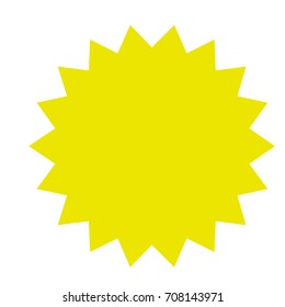 Bright yellow label, sticker. Icon of starburst, sunburst badge. Simple flat style Vintage  design elements. Vector illustration