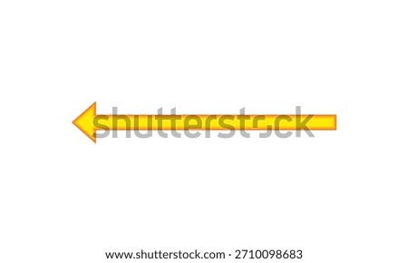 Bright yellow left-pointing arrow with bold outline, perfect for navigation cues, directional highlights, infographics, presentations, and attention-guiding design elements.