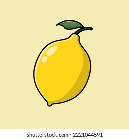 bright yellow lemon fruit illustration, vector file eps 10