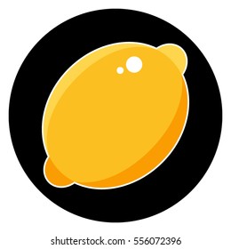 Bright yellow lemon isolated on a black background.