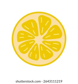 Fatia de limão amarelo brilhante apresentando segmentos suculentos e cores vibrantes contra um fundo branco