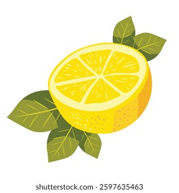 A bright yellow lemon with a textured peel. This vector illustration is perfect for food and citrus-themed designs.