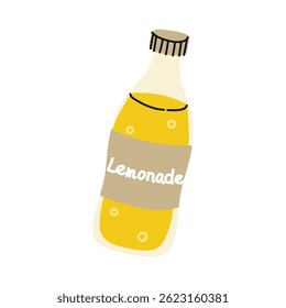 Bright yellow lemonade bottle with a simple label in a playful design