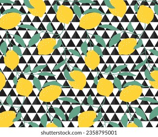 bright yellow lemons over abstract background