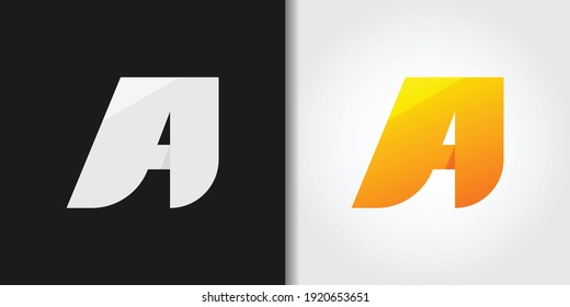 bright yellow letter a logo set idea template vector
