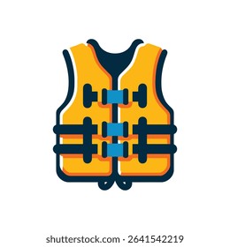 Bright Yellow Life Jacket Vector Illustration for Water Safety and Boating Isolated Safety Equipment Graphic Design Element for Web and Print