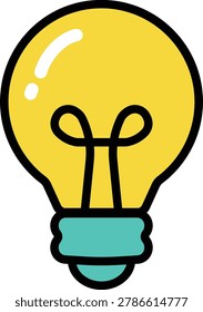 Bright Yellow Light Bulb Creativity and Big Idea Vector Icon