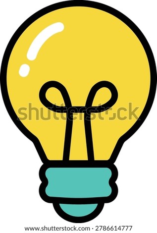 Bright Yellow Light Bulb Creativity and Big Idea Vector Icon