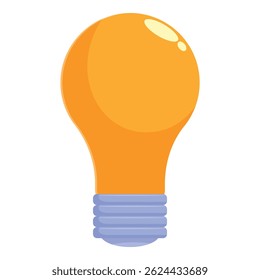Bright yellow light bulb is glowing, representing a new idea