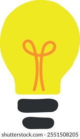 Bright Yellow Light bulb Icon - Idea, Inspiration, Creativity Vector Illustration