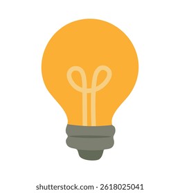 Bright yellow light bulb icon in cute flat style. Vector cartoon illustration for ideas, creativity, or educational concepts.