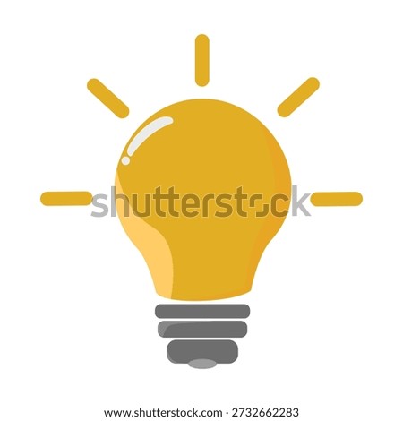 A bright yellow light bulb icon representing creativity, innovation, and smart solutions. Perfect for business strategy, brainstorming concepts, and educational materials regarding electricity.